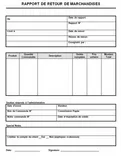 Rapport de retour de marchandises